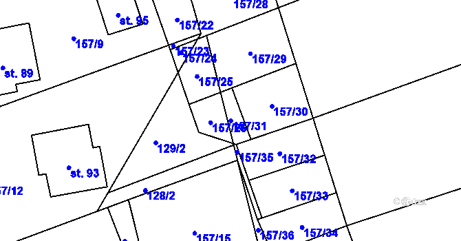 Parcela st. 157/31 v KÚ Spojil, Katastrální mapa