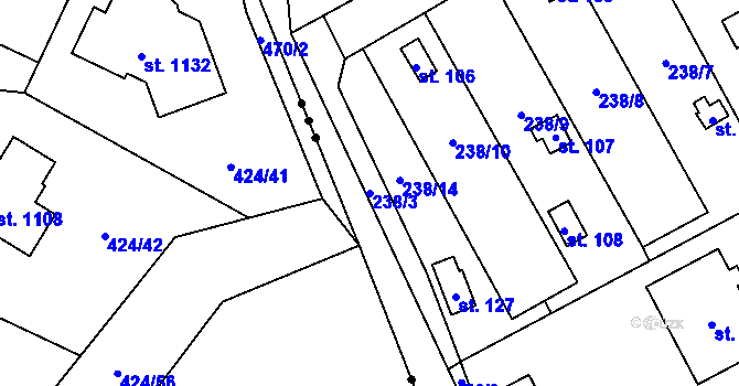 Parcela st. 238/3 v KÚ Spojil, Katastrální mapa