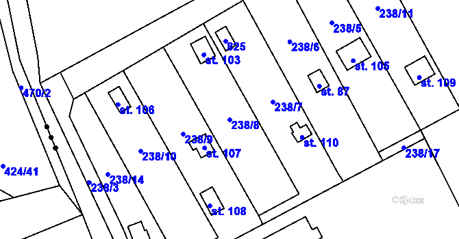 Parcela st. 238/8 v KÚ Spojil, Katastrální mapa