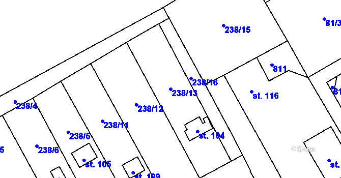 Parcela st. 238/13 v KÚ Spojil, Katastrální mapa