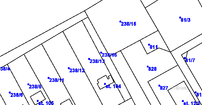 Parcela st. 238/16 v KÚ Spojil, Katastrální mapa