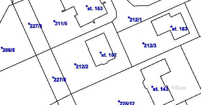 Parcela st. 152 v KÚ Spojil, Katastrální mapa