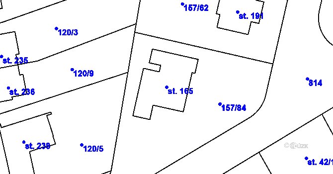 Parcela st. 165 v KÚ Spojil, Katastrální mapa