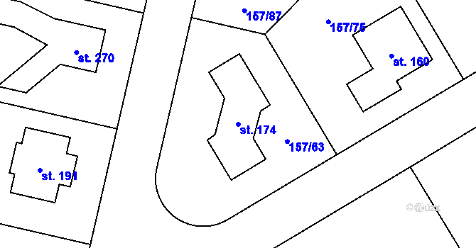 Parcela st. 174 v KÚ Spojil, Katastrální mapa