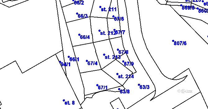 Parcela st. 213 v KÚ Spojil, Katastrální mapa