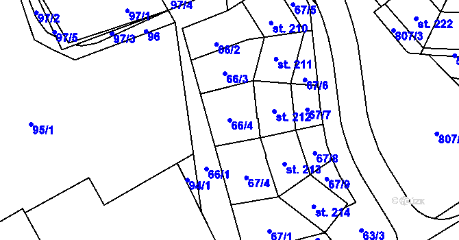 Parcela st. 66/4 v KÚ Spojil, Katastrální mapa
