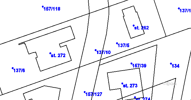 Parcela st. 137/10 v KÚ Spojil, Katastrální mapa
