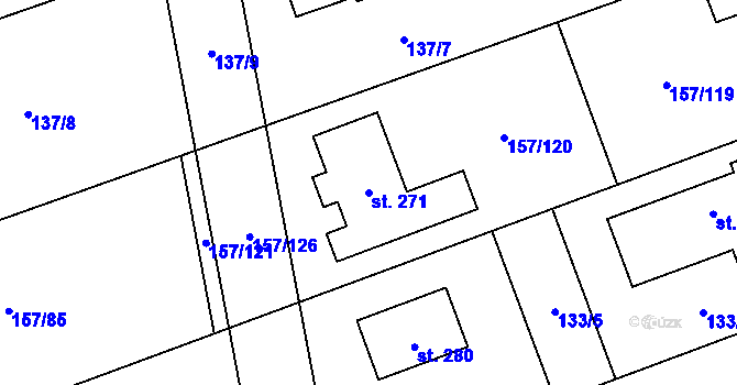 Parcela st. 271 v KÚ Spojil, Katastrální mapa