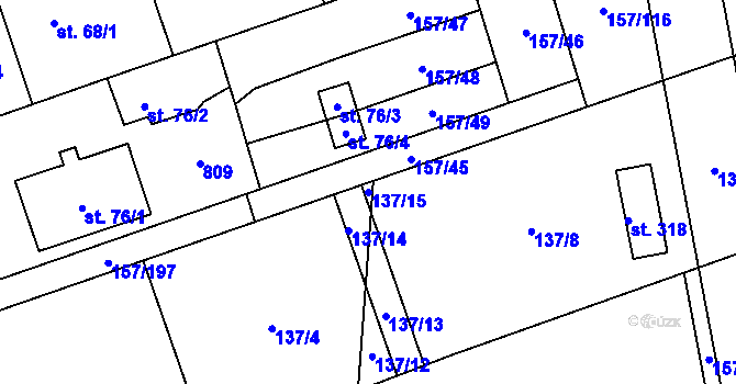 Parcela st. 137/15 v KÚ Spojil, Katastrální mapa
