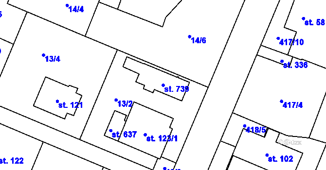 Parcela st. 739 v KÚ Trnová, Katastrální mapa