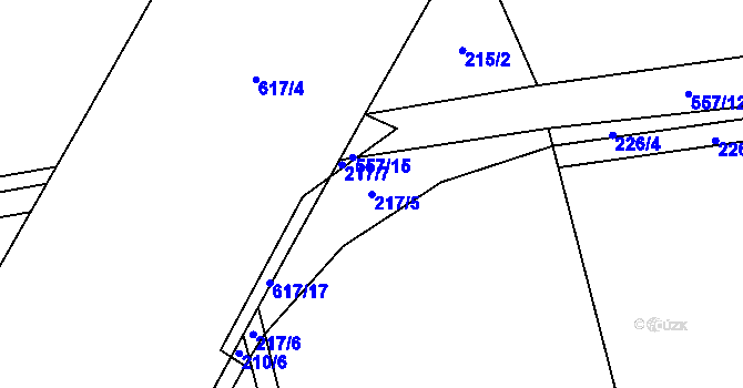 Parcela st. 217/5 v KÚ Trnová, Katastrální mapa