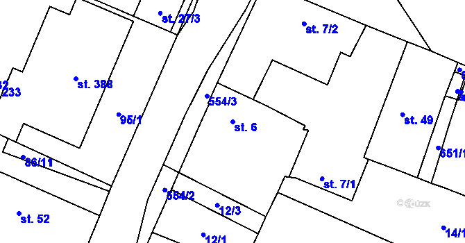 Parcela st. 6 v KÚ Trnová, Katastrální mapa