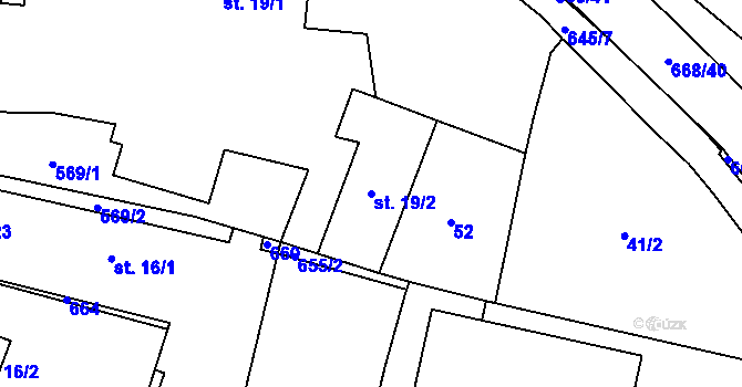 Parcela st. 19/2 v KÚ Trnová, Katastrální mapa