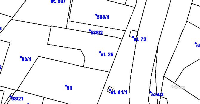 Parcela st. 26 v KÚ Trnová, Katastrální mapa