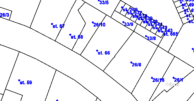 Parcela st. 66 v KÚ Trnová, Katastrální mapa