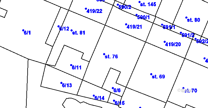 Parcela st. 76 v KÚ Trnová, Katastrální mapa