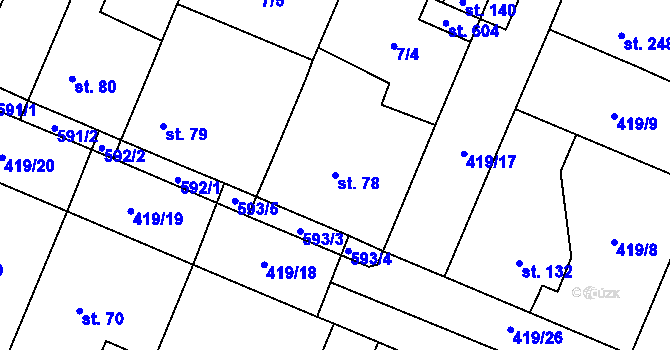 Parcela st. 78 v KÚ Trnová, Katastrální mapa