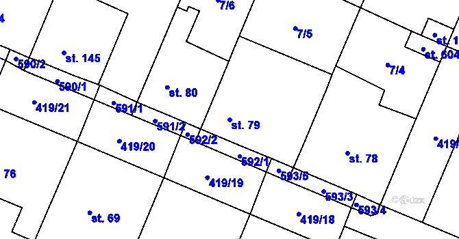 Parcela st. 79 v KÚ Trnová, Katastrální mapa