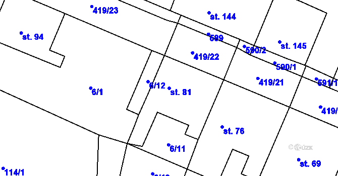 Parcela st. 81 v KÚ Trnová, Katastrální mapa