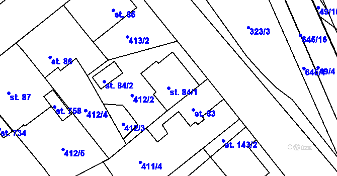 Parcela st. 84/1 v KÚ Trnová, Katastrální mapa