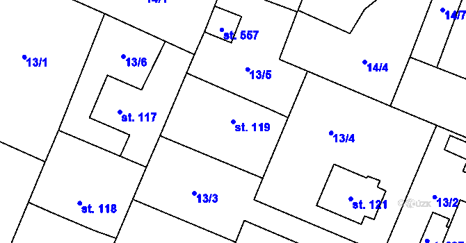 Parcela st. 119 v KÚ Trnová, Katastrální mapa