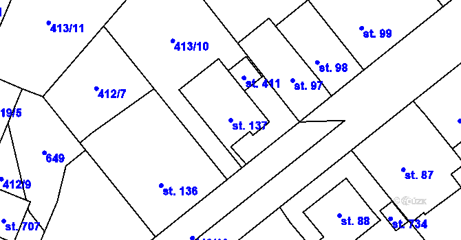 Parcela st. 137 v KÚ Trnová, Katastrální mapa