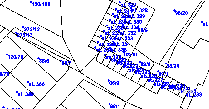 Parcela st. 220 v KÚ Trnová, Katastrální mapa