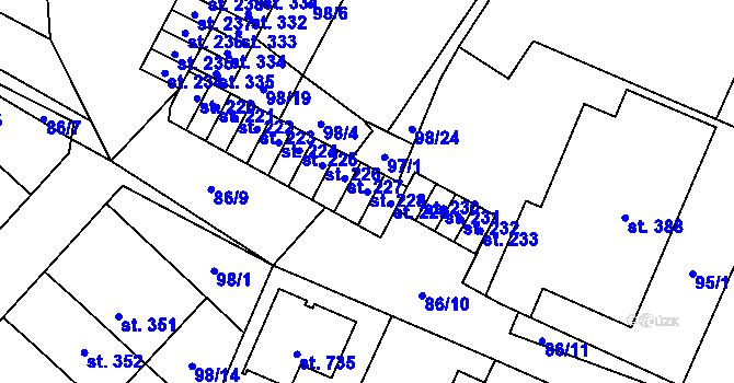 Parcela st. 228 v KÚ Trnová, Katastrální mapa