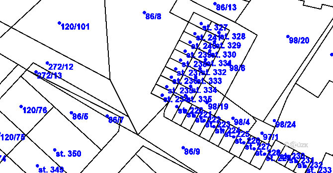 Parcela st. 235 v KÚ Trnová, Katastrální mapa