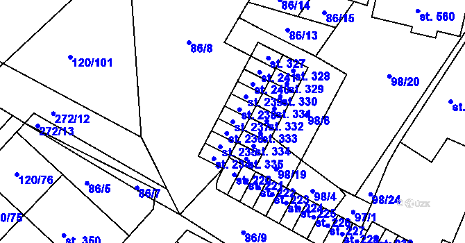 Parcela st. 237 v KÚ Trnová, Katastrální mapa