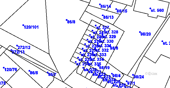 Parcela st. 238 v KÚ Trnová, Katastrální mapa