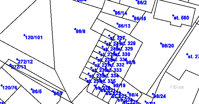 Parcela st. 239 v KÚ Trnová, Katastrální mapa