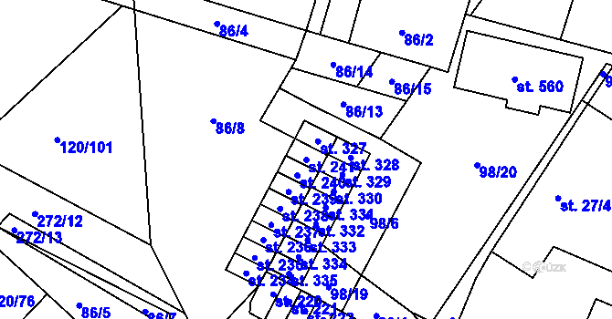 Parcela st. 241 v KÚ Trnová, Katastrální mapa