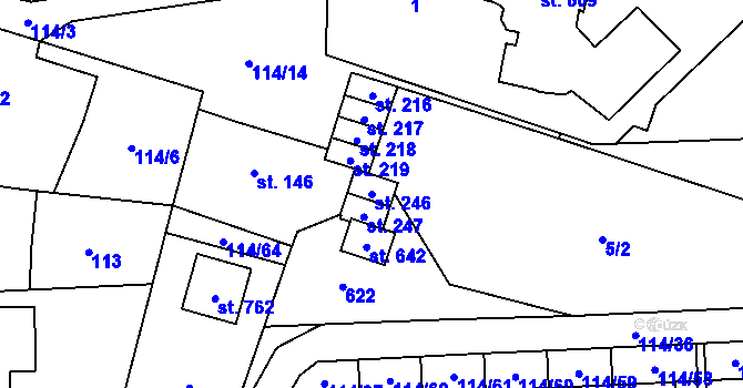 Parcela st. 246 v KÚ Trnová, Katastrální mapa