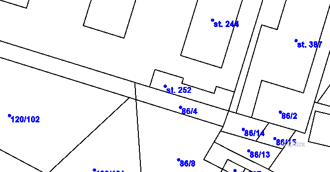 Parcela st. 252 v KÚ Trnová, Katastrální mapa