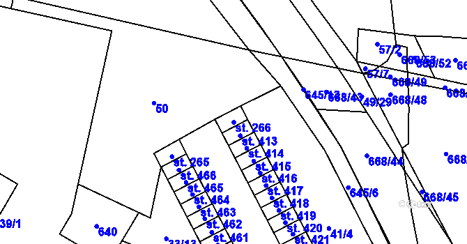 Parcela st. 266 v KÚ Trnová, Katastrální mapa