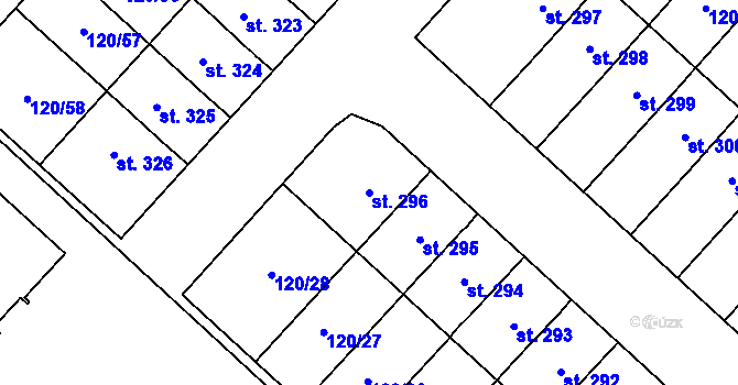 Parcela st. 296 v KÚ Trnová, Katastrální mapa
