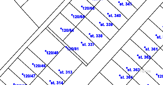 Parcela st. 337 v KÚ Trnová, Katastrální mapa