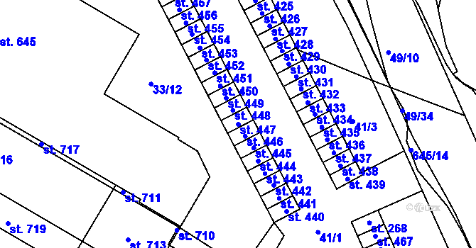 Parcela st. 447 v KÚ Trnová, Katastrální mapa