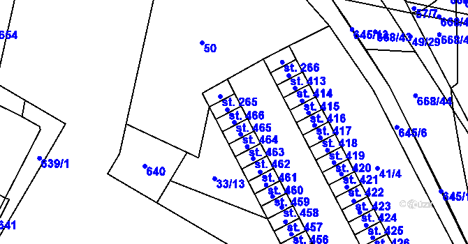 Parcela st. 465 v KÚ Trnová, Katastrální mapa