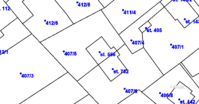 Parcela st. 556 v KÚ Trnová, Katastrální mapa