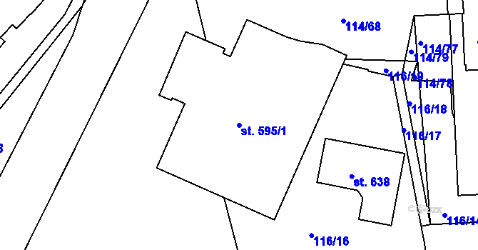 Parcela st. 595/1 v KÚ Trnová, Katastrální mapa