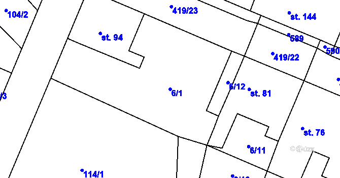 Parcela st. 6/1 v KÚ Trnová, Katastrální mapa