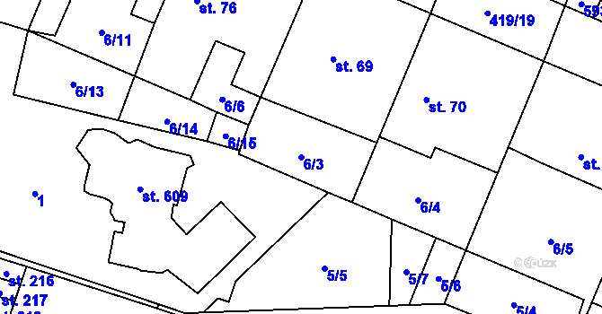 Parcela st. 6/3 v KÚ Trnová, Katastrální mapa