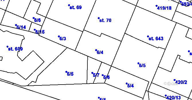 Parcela st. 6/4 v KÚ Trnová, Katastrální mapa