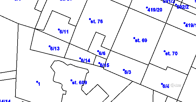 Parcela st. 6/6 v KÚ Trnová, Katastrální mapa