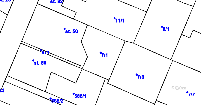Parcela st. 7/1 v KÚ Trnová, Katastrální mapa