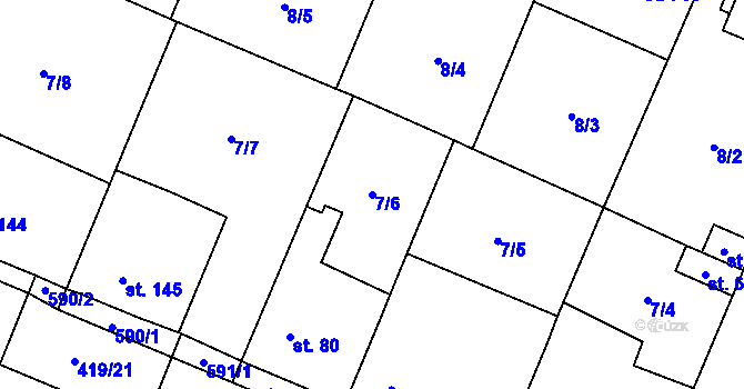 Parcela st. 7/6 v KÚ Trnová, Katastrální mapa