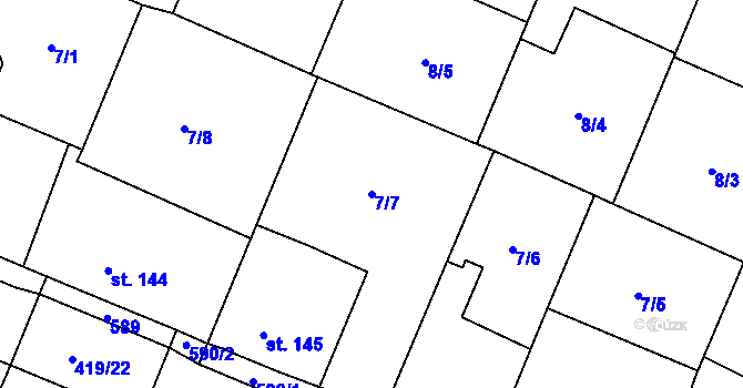 Parcela st. 7/7 v KÚ Trnová, Katastrální mapa