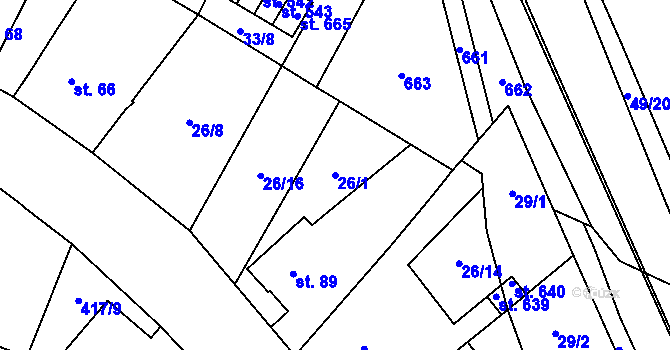 Parcela st. 26/1 v KÚ Trnová, Katastrální mapa